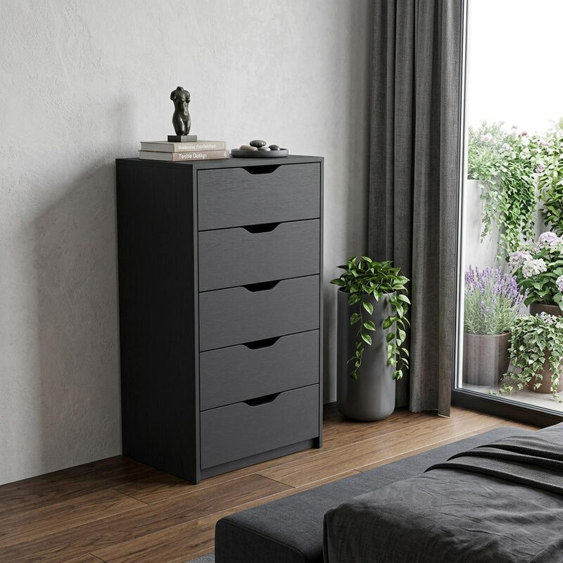 HomeRoots 18" Gray Five Drawer Standard Chest image number 1