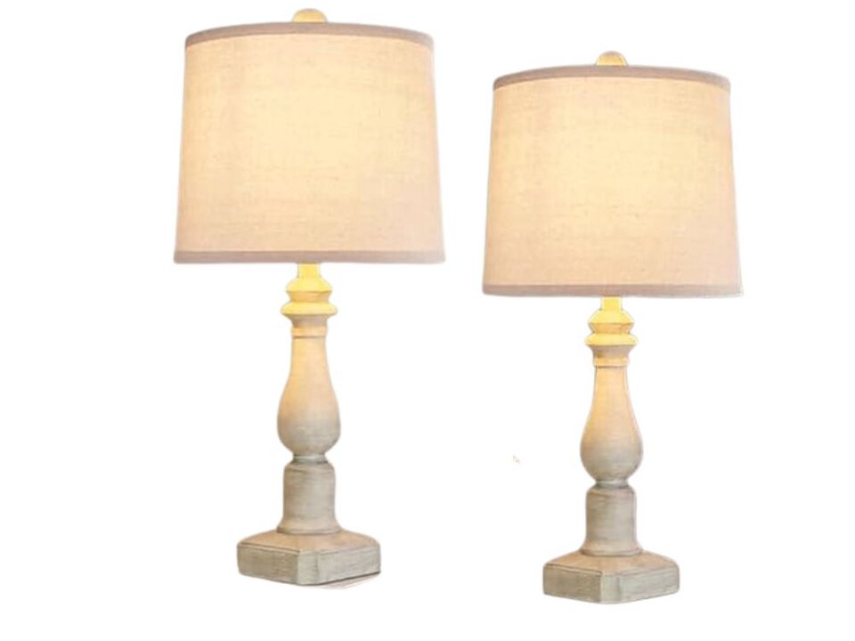 Farmhouse Rustic Traditional Resin Home Decor Lamps Set Of 2 For Living Room