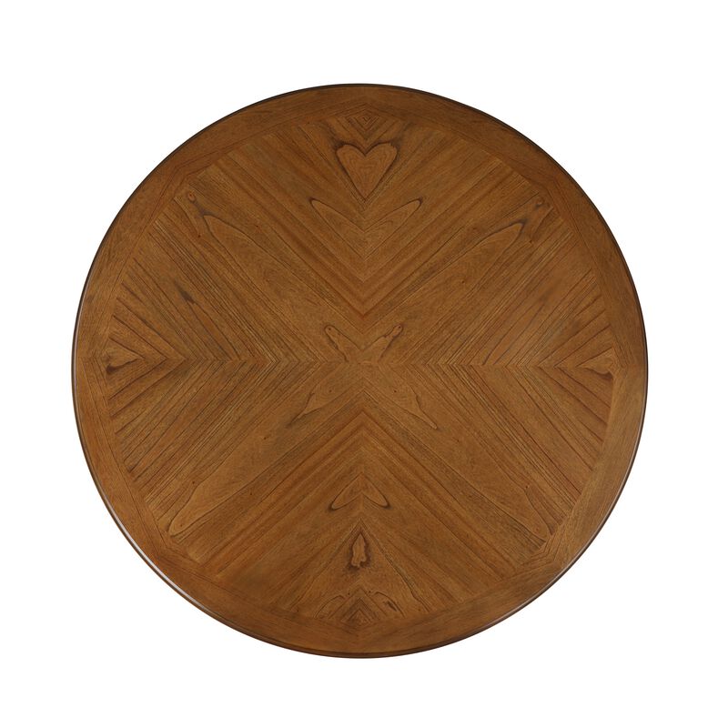 Dinie Dining Table, Classic Turned Base, Chestnut Brown Wood 48 Inch - Benzara image number 2