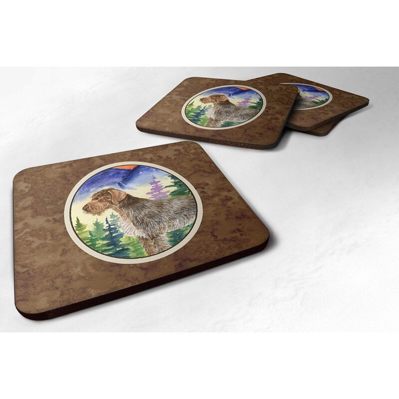 Caroline's Treasures SS8226FC German Wirehaired Pointer Foam Coasters (Set of 4), 3.5 H x 3.5 W, Multicolor