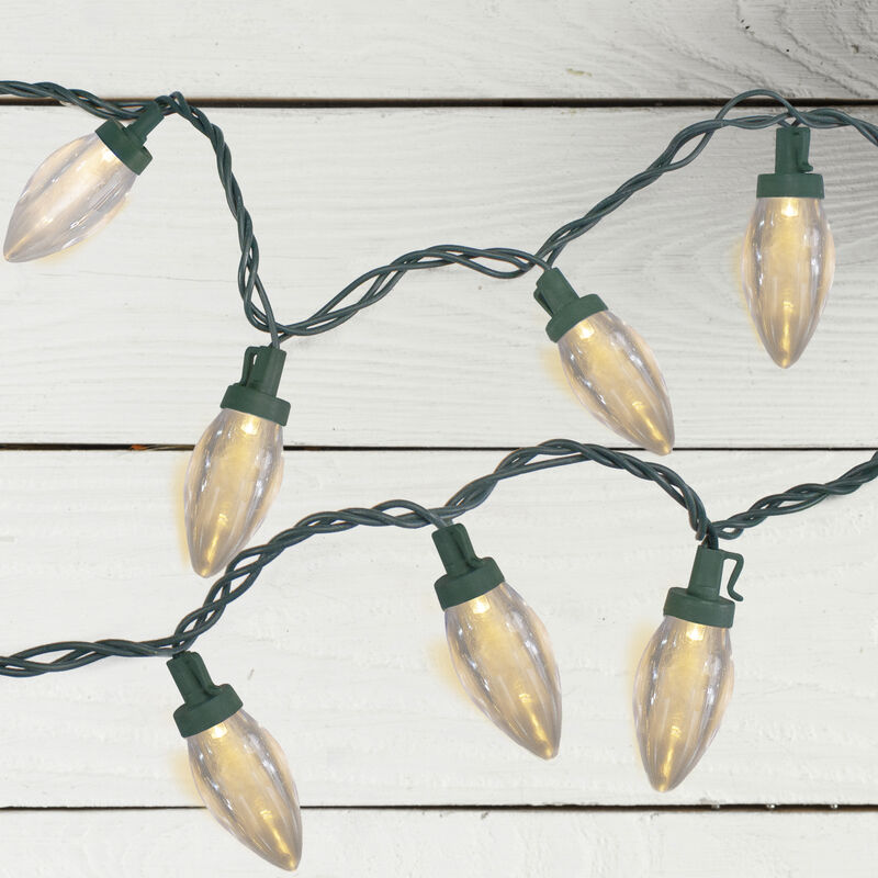 50 Count Warm White LED C9 Christmas Lights  20.25 ft Green Wire image number 2