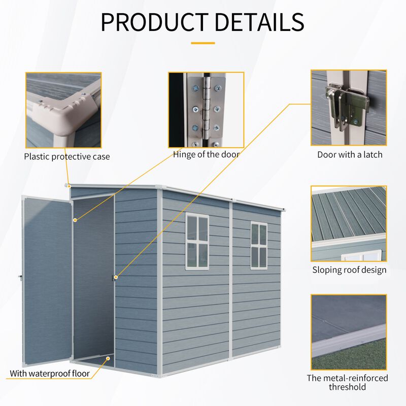 4x8ft Outdoor Storage Shed with Floor Resin shed with Two-Window,Waterproof ,Lockable Doors image number 4