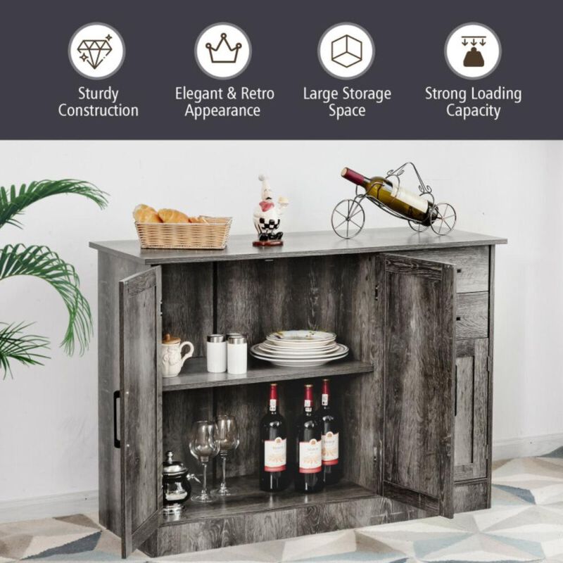 Hivvago Buffet Server Storage Cabinet with 2-Door Cabinet and 2 Drawers