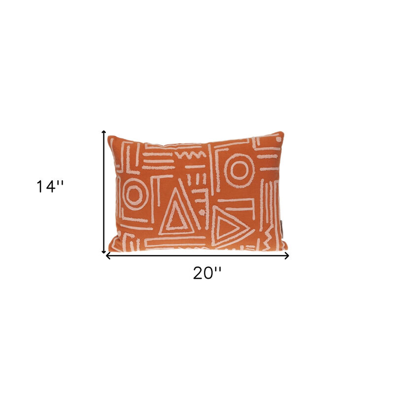 HomeRoots 14" X 20" Pink and Orange Geometric Cotton Throw Pillow image number 4