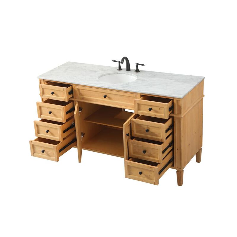 Elegant Kitchen and Bath 60 inch Single bathroom vanity in natural wood