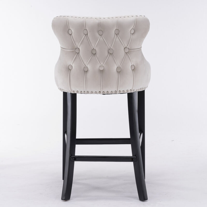 Streamdale Velvet Wingback Bar Stools with Button Tufted Decoration, Set of 2 image number 5