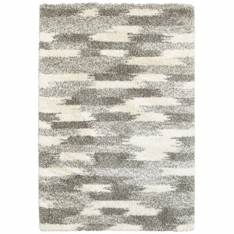 7 X 10 Gray And Ivory Geometric Pattern Area Rug