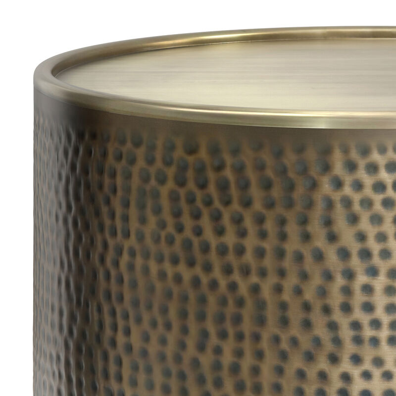 Corbin 32 inch Wide Boho Contemporary Coffee Table in Hammered Antique Gold Iron, Assembled