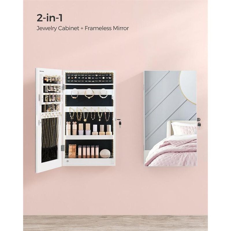 Door Mounted Jewelry Armoire with Full-Length Mirror and Organized Storage image number 2