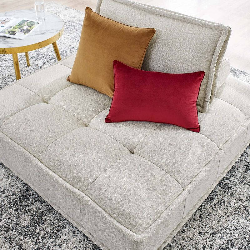 Saunter Tufted Fabric Armless Chair Brown image number 9