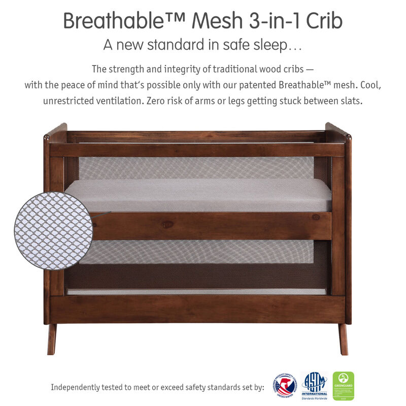 Breathable Mesh 3-in-1 Convertible Crib — Greenguard Gold Certified