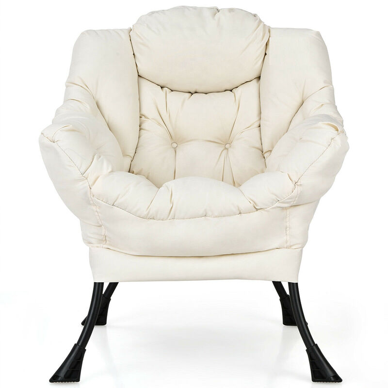 Modern Polyester Fabric Lazy Chair with Steel Frame and Side Pocket