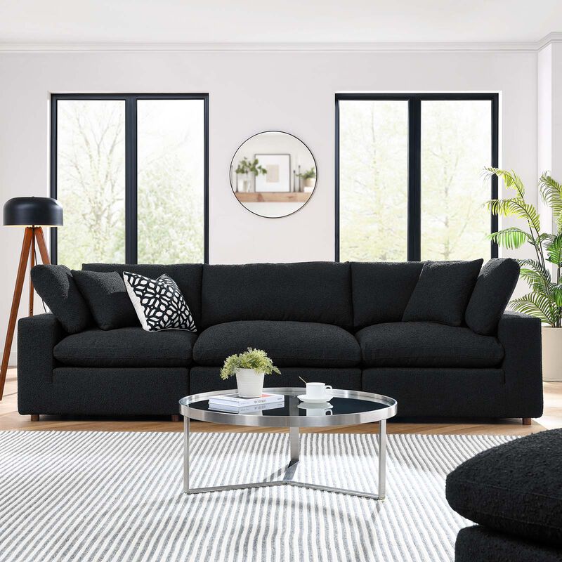Commix Down Filled Overstuffed Boucle Fabric 3-Seater Sofa image number 1