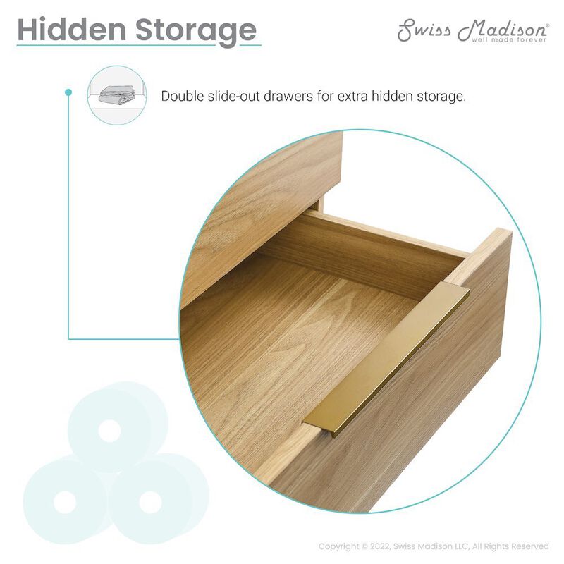 Carre 24" Freestanding Bathroom Vanity in Golden Oak with Sink Top image number 4