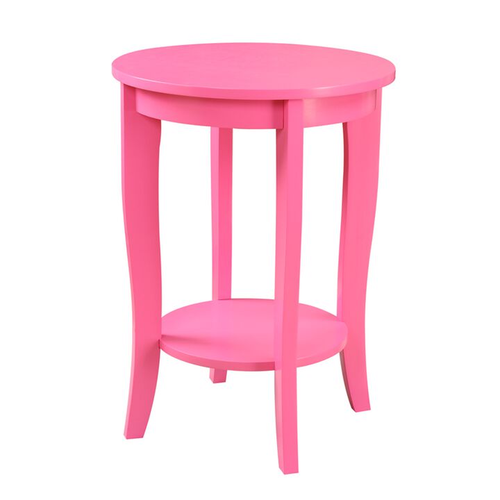 Convenience Concepts American Heritage Round End Table, Pink