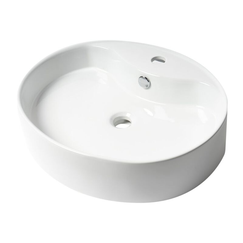 ALFI brand White 22 Oval Above Mount Ceramic Sink with Faucet Hole image number 0