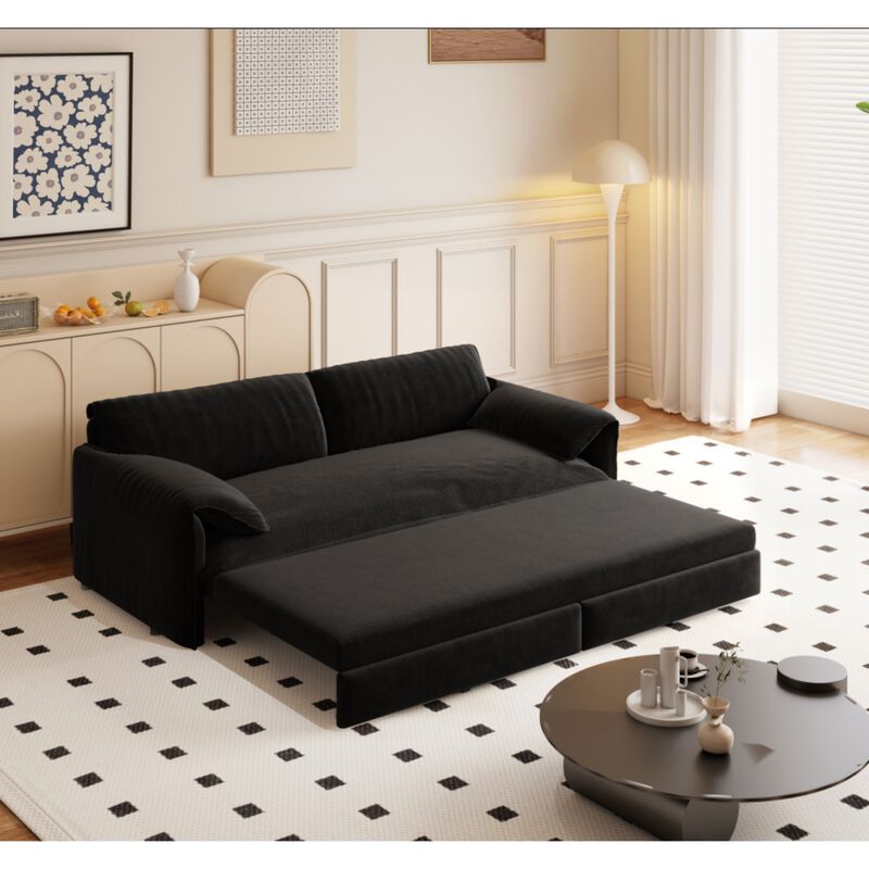 Lescet Velvet Pull‑Out Sleeper Sofa Bed image number 3