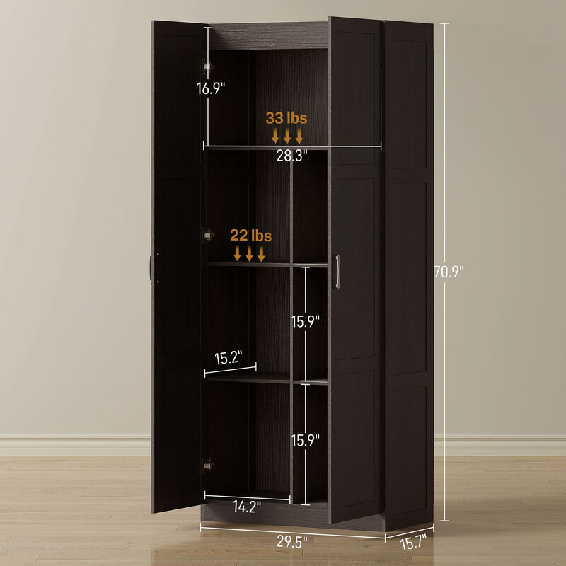 Hivvago Tall Kitchen Pantry Storage Cabinet with Soft-Close Hinges image number 2