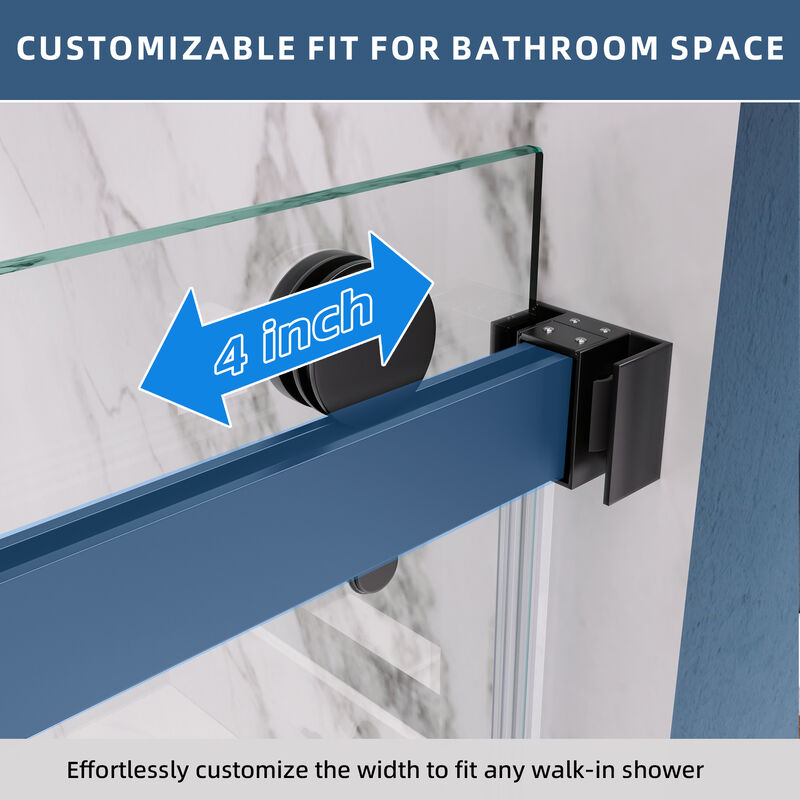 60x60 Shower Door with Assembly Template, Frameless Design and Silent Rollers