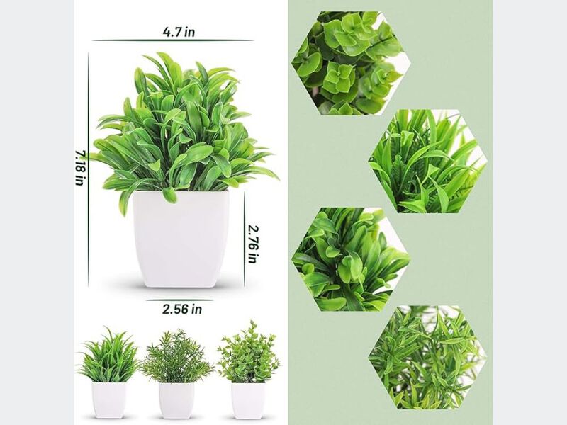 4 Pack Artificial Outdoor Plants Home Decor Small Mini Pots image number 2