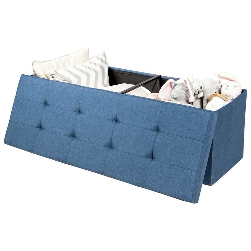 Fabric Folding Storage Bench with Divider for Bed End or Entryway