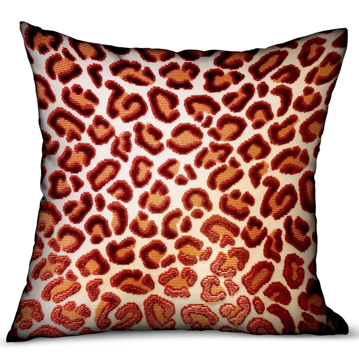 Plutus Brands Emberglow Velvet Cheetah Red Animal Motif Luxury Throw Pillow