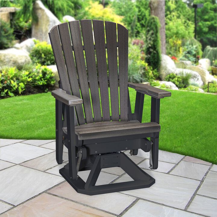 American Furniture Classics Fan Back Swivel Glider in Coastal Gray on a Black Base