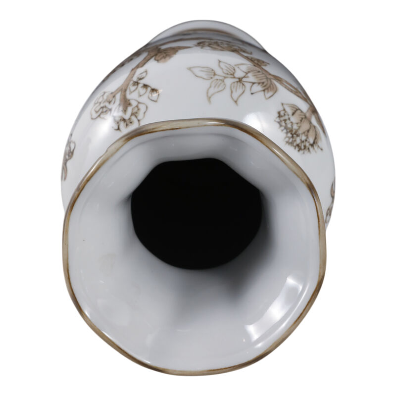 12x5" Chinoiserie Bird & Vines Vase, Brown/white image number 5