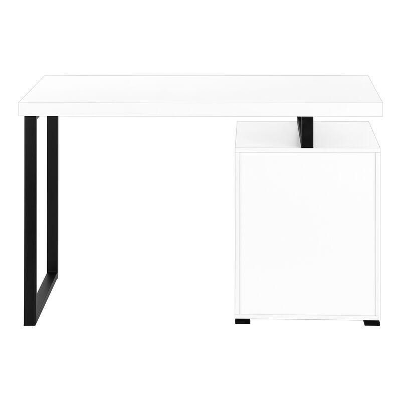 Monarch Specialties I 7646 Computer Desk, Home Office, Laptop, Left, Right Set-up, Storage Drawers, 48"L, Work, Metal, Laminate, White, Black, Contemporary, Modern