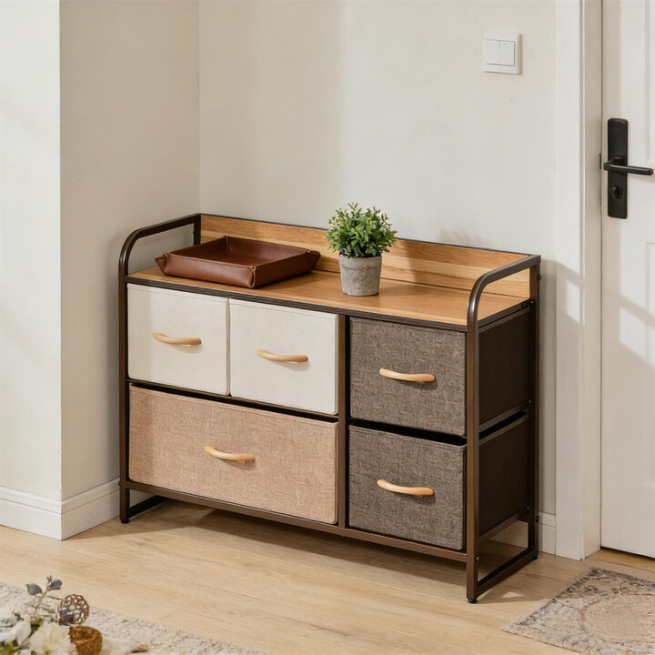 Rustic Farmhouse Storage Cabinet & Dressing Table 5 Drawer Maple Wood Organizer