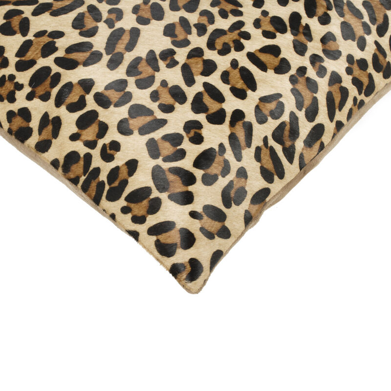 HomeRoots Set of Two 18" Brown and Black Leopard Cowhide Throw Pillows image number 4