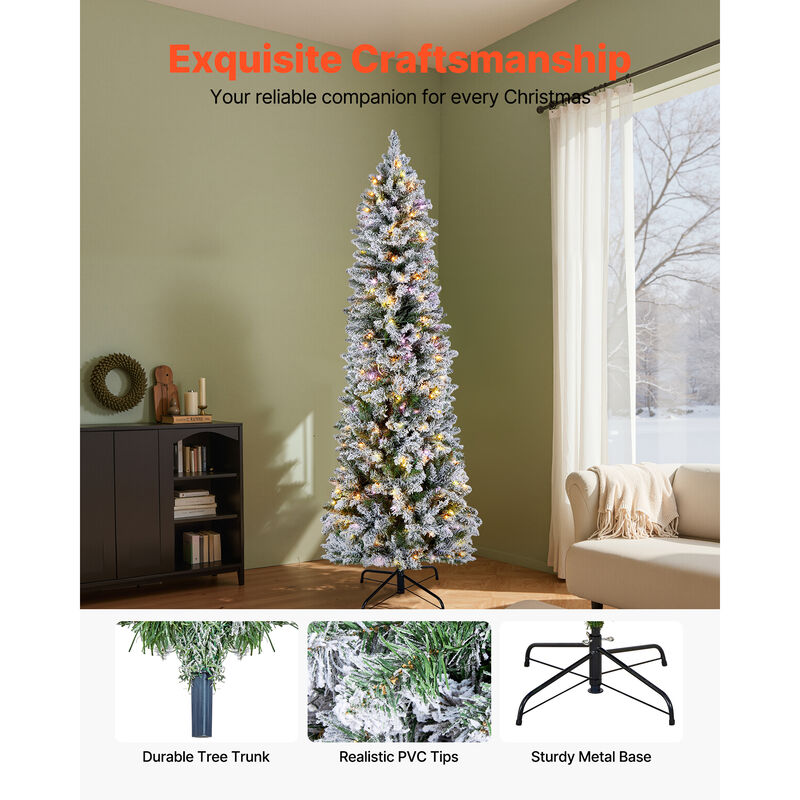 VEVOR Christmas Tree 6ft Prelit Snow Flocked Tree with 240 Colorful LED Lights image number 4