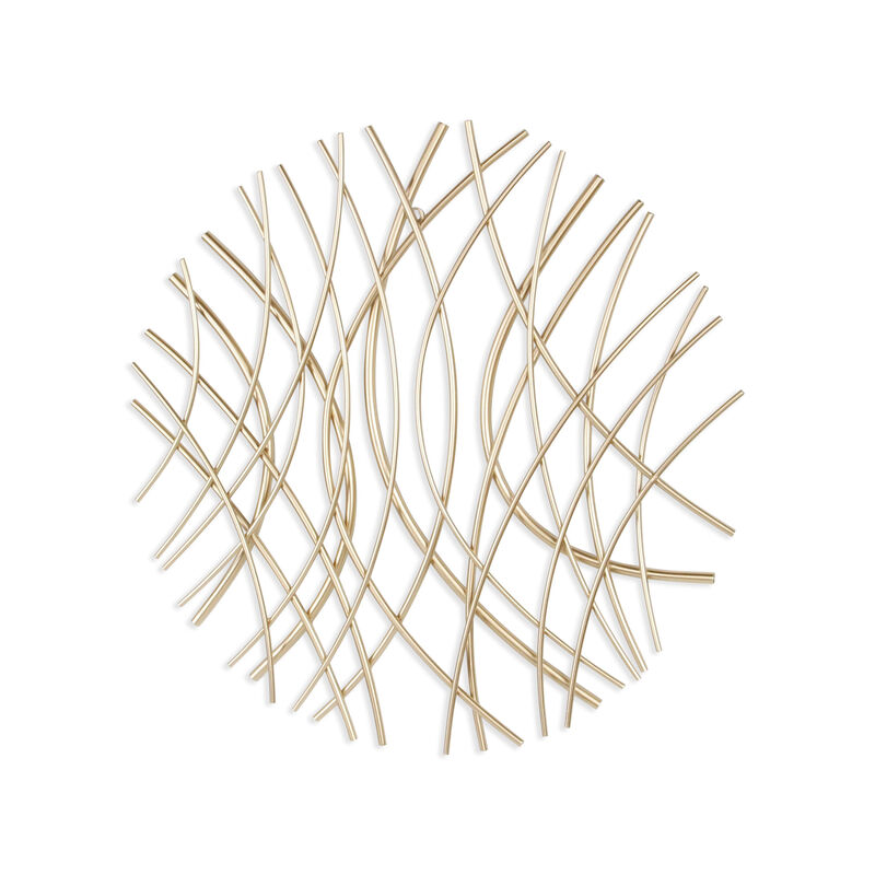 HomeRoots 24" X 24" Gold Metal Circle Abstract Hanging Dimensional Sculpture image number 3