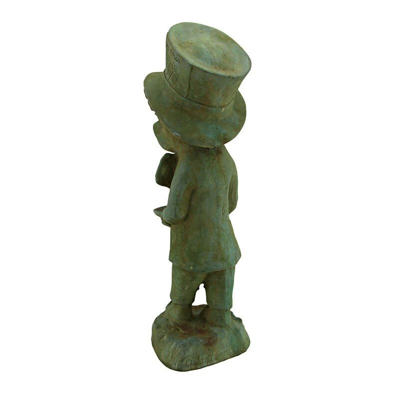Mad Hatter Alice in Wonderland Verdigris Finish Cement Statue 19 in. image number 2