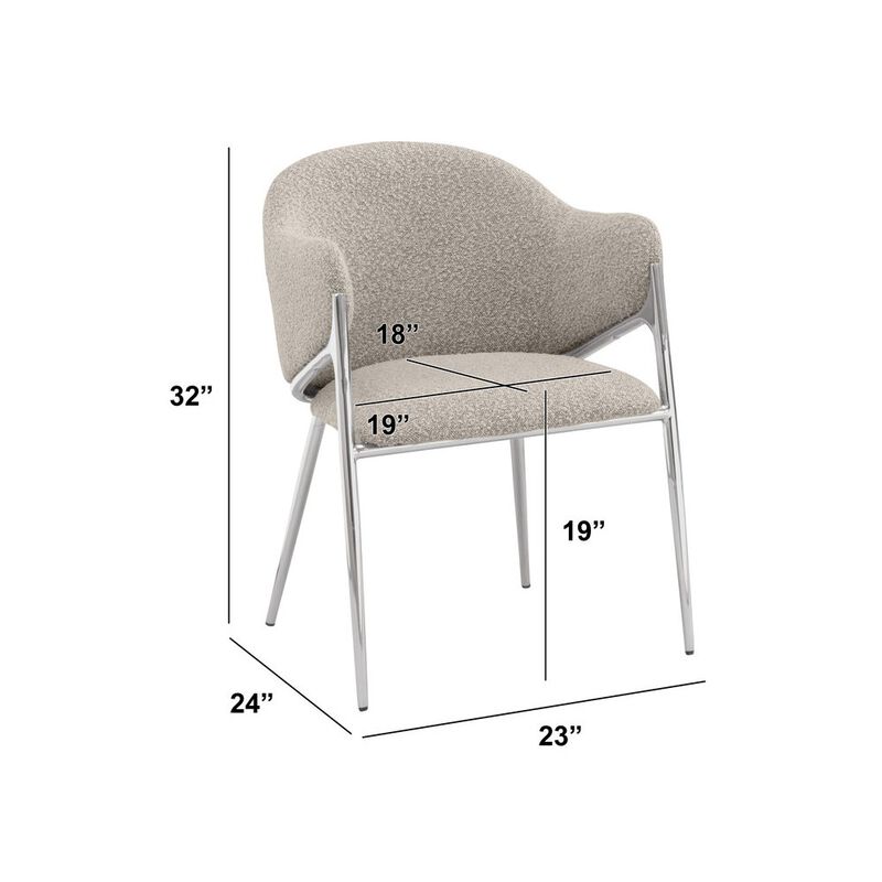 Best Quality Furniture Gray Boucle Fabric Side Chairs With Silver Base