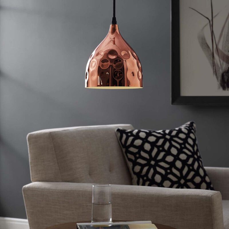 Modway Dimple Contemporary Modern Bell Shade 6.5" Hanging Ceiling Light Pendant Light Fixture In image number 2