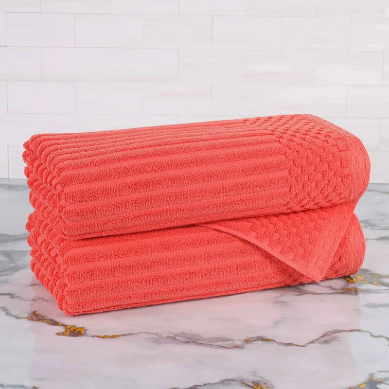 2-Piece Cotton Ribbed Bath Towel Set &ndash; Plush and Quick-Dry image number 1