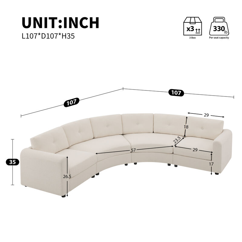 Merax Curved Modular Sectional Sofa with Customizable Layout, High-Resilience Foam & Pocket Spring Seats image number 3