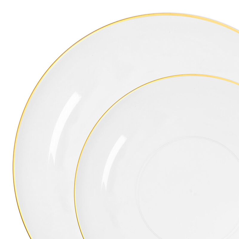 Clear with Gold Rim Organic Round Plastic Dinnerware Value Set (120 Sets) image number 9
