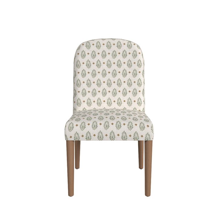 Mio Dining Chair with Rounded Back, Sage Paisley Medallion Fabric