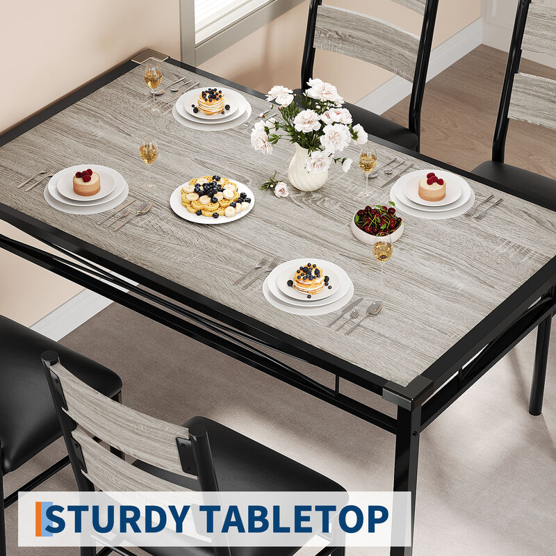 Space Saving 5-Piece Dining Table Set. Sturdy Wood Table & Padded Chairs with Corner Guards. Compact Design for Apartment Kitchen Breakfast Nook image number 2