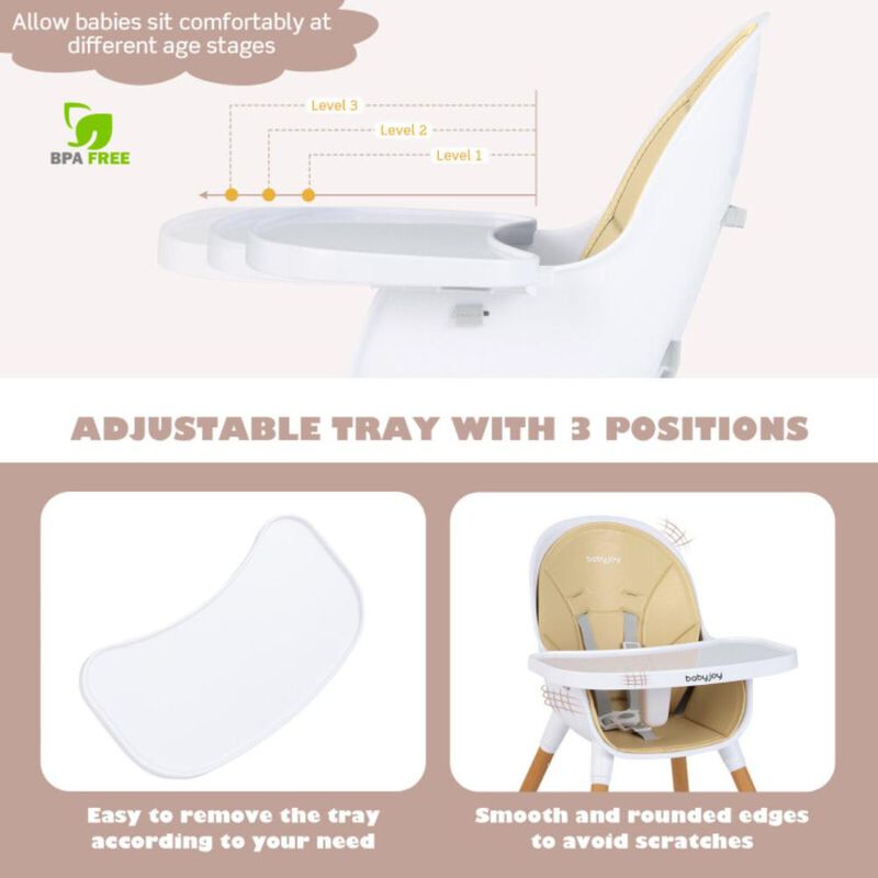 Hivvago 4-in-1 Convertible Baby High Chair Infant Feeding Chair with Adjustable Tray