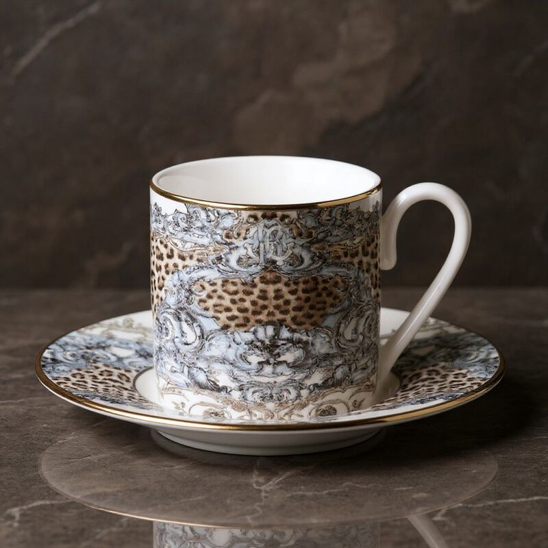 Coffee Cup & Saucer PALAZZO PITTI Set of 2 in Luxury Box  diam. 2.3", H 2.5", Cap. 4 oz, Saucer diam. 4.75" image number 2