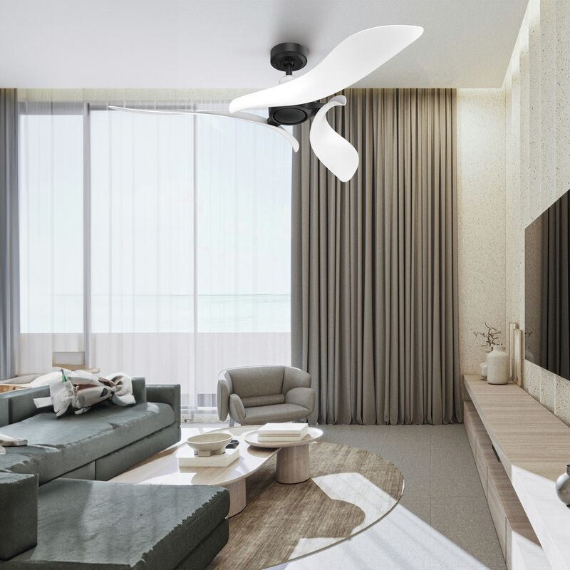 54 in. White Propeller Ceiling Fan with Remote without Light