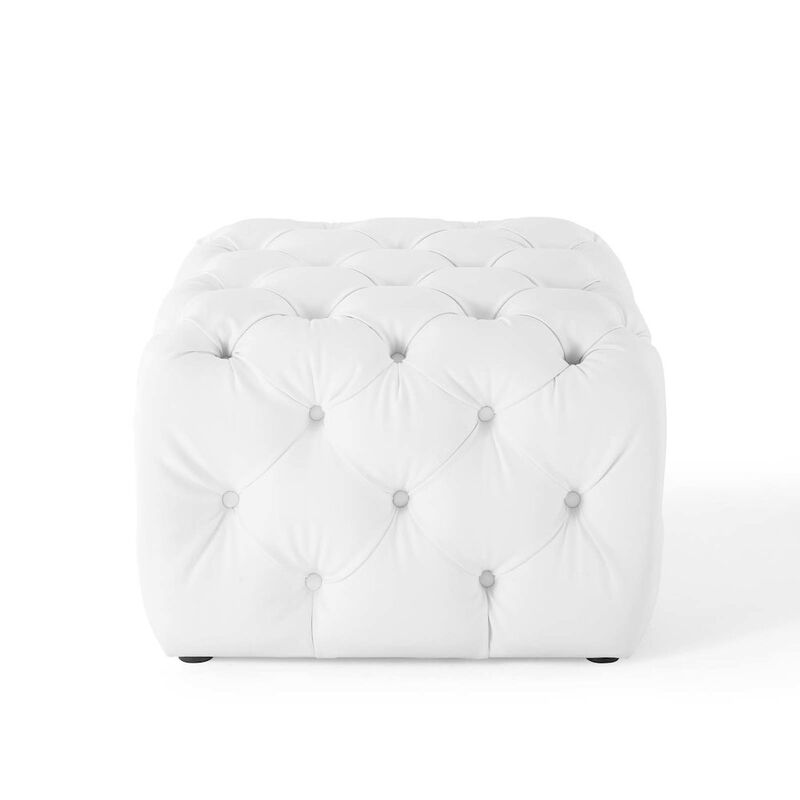 Amour Tufted Button Square Faux Leather Ottoman image number 2