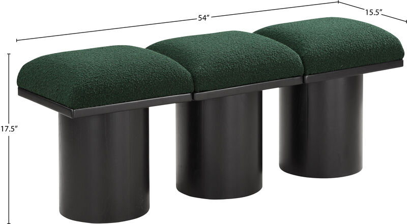 Meridian Furniture Pavilion Green Boucle Fabric Bench