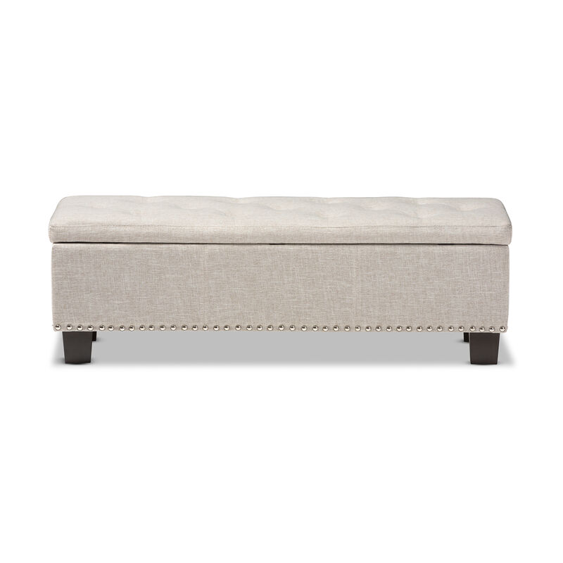 Baxton Studio Hannah Modern Grayish Beige Fabric Upholstered Storage Ottoman Bench