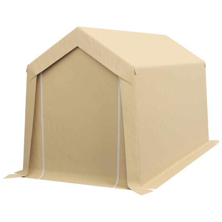 Outsunny 7' x 12' Garden Storage Tent, Heavy Duty Outdoor Shed, Waterproof Portable Shed Storage Shelter with Ventilation Window and Large Door for Bike, Motorcycle, Garden Tools, Beige