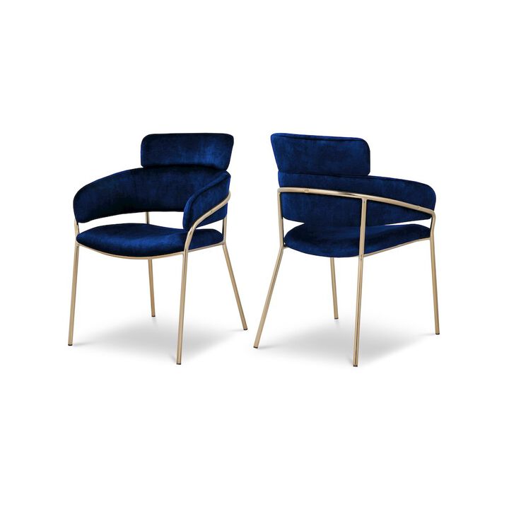 Meridian Furniture Yara Navy Velvet Dining Chair, Set of 2