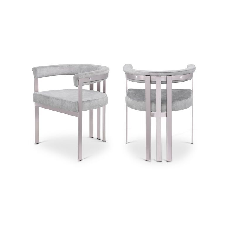 Meridian Furniture Marcello Grey Velvet Dining Chair, Set of 2